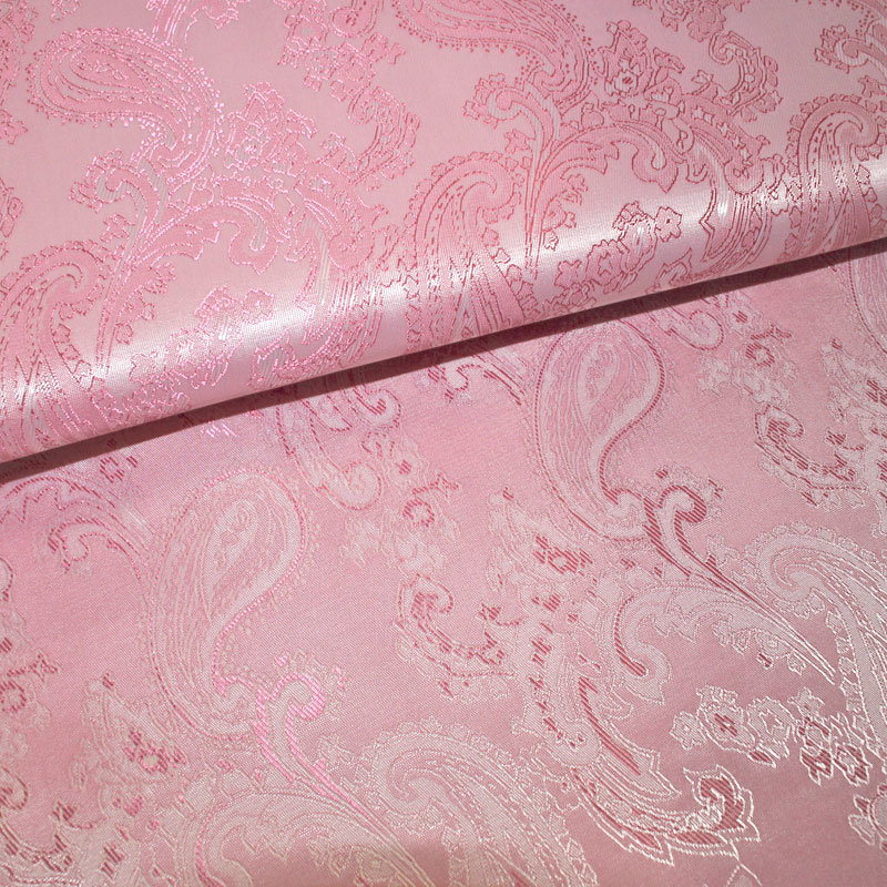 Futterstoff Jacquard Paisley 40 mm pink-weiß