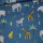 Baumwolldruck Serie Safari blau Tierwelt ÖkoTex