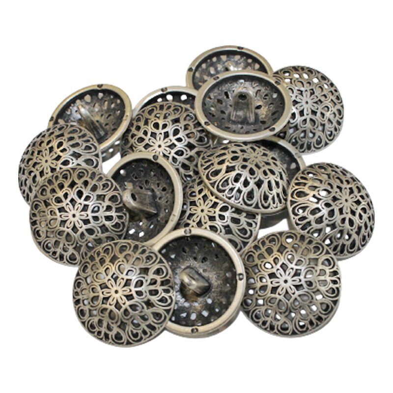 Metallknopf gewölbt altsilber 25 mm