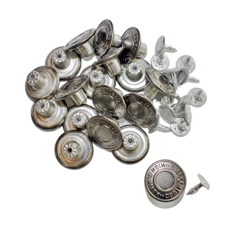 Nähfreie Jeansknopf 17 mm altsilber