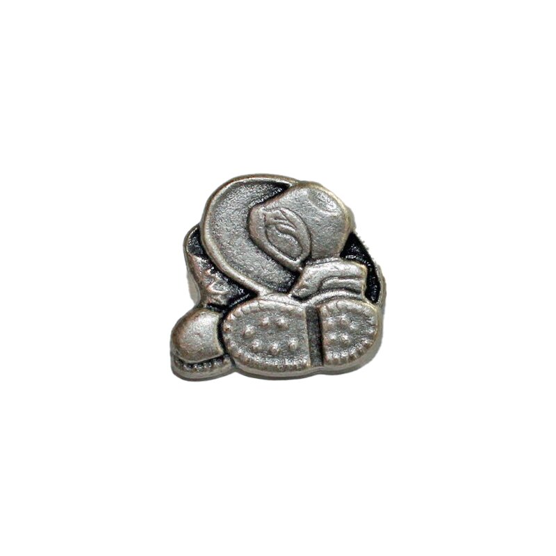 Trachten Metallknopf  "Hut mit Stiefel" 18 mm altsilber