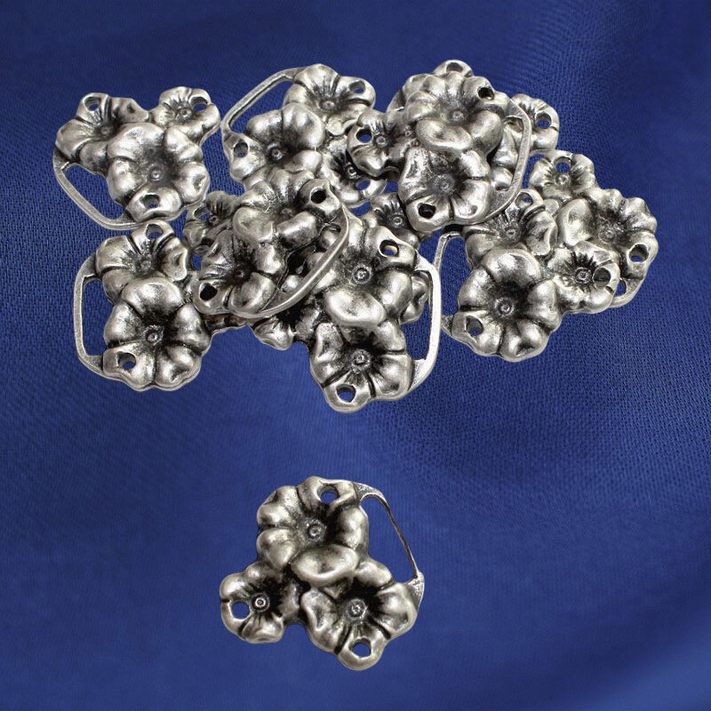 Trachten Miederösen Blumen 24 mm altsilber
