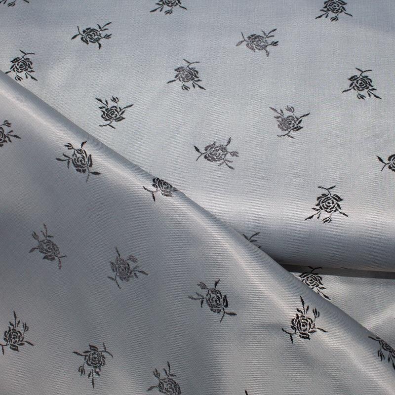Futterstoff Jacquard Rosen 20 mm hellgrau; Design 235-F126031 Fb. 589