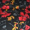 Baumwoll Feinköper mit Elastan, Blumenmuster, schwarz