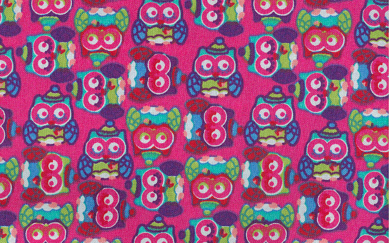 Popeline Druck, Eule 03 pink