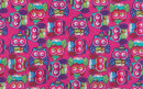 Popeline Druck, Eule 03 pink