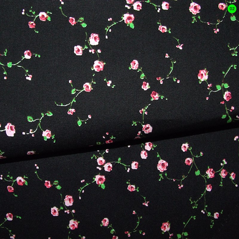 Baumwoll-Satin  "Rosen" schwarz 02 - Design 4892