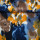 Jersey Viskose DIGI Druck Blumen 08 blau-orange