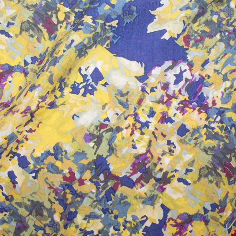 Viskose Mouseline bedruckt 01gelb-blau-violett
