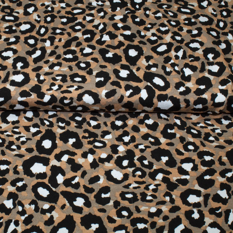 Jersey Viskose DIGI Druck Leo ÖkoTex 01 braun-beige