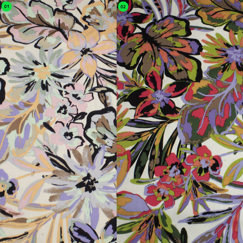 Viskose Satin, Bedruckt Blumen