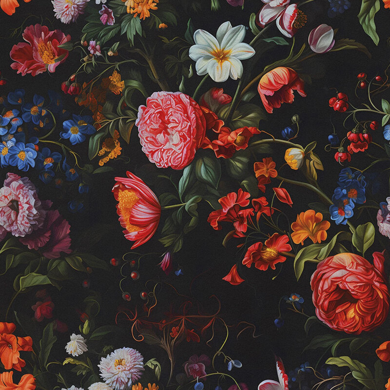 Samt, Digital bedruckt, Blumen
