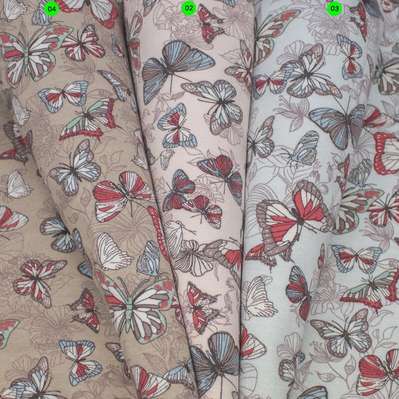 Viskose Druck mit Abseite, Schmetterlinge