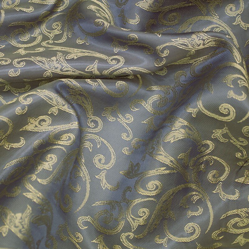 Futterstoff Jacquard Florales, blau-gold; 235-F126 Fb. 24