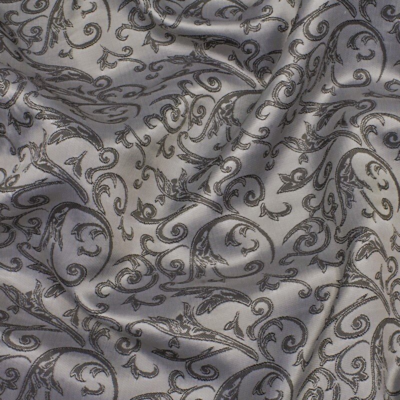 Futterstoff Jacquard Florales, grau-schwarz; 235-F126 Fb. 28