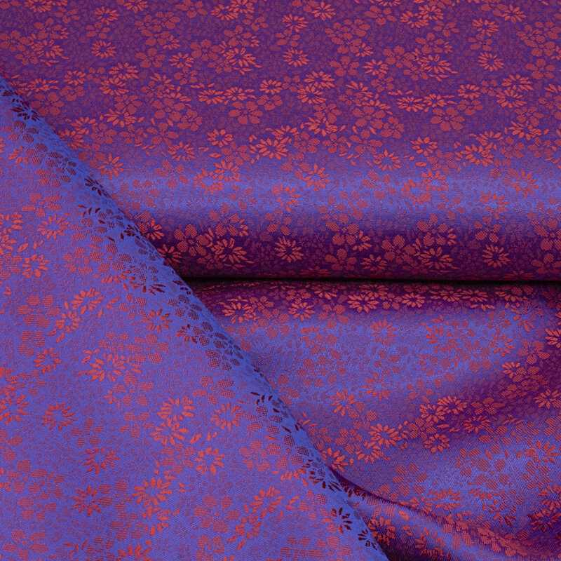 Futterstoff Jacquard Blumen, lila-rot; 235-F039 Fb.702