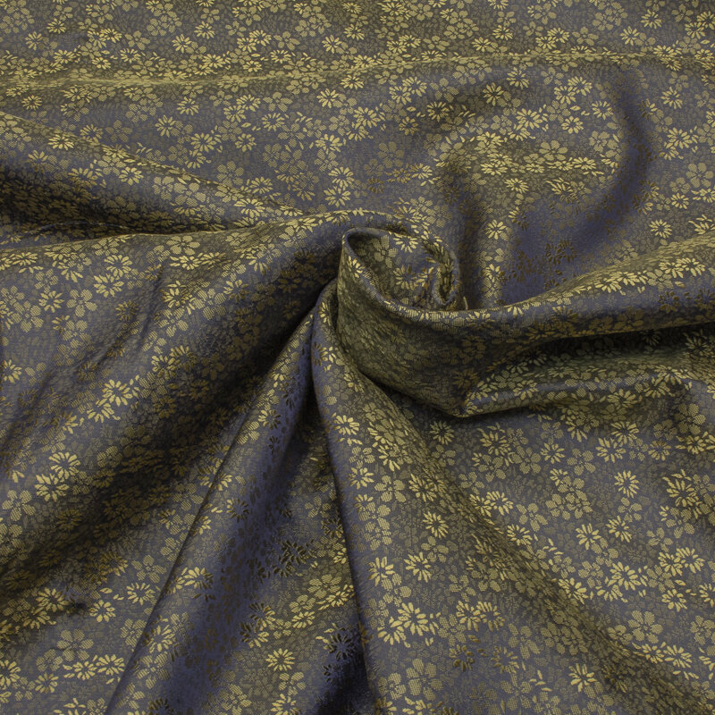 Futterstoff Jacquard Blumen, braun-gelb; 235-F039 Fb.919