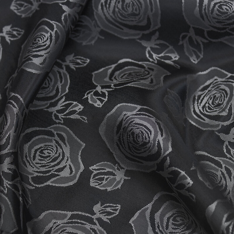 Futterstoff Jacquard Rosen 50 mm, anthrazit-silber; Design 215-F126710 Fb.6