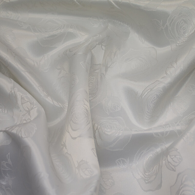Futterstoff Jacquard Rosen 50 mm, weiß; Design 215-F126710 Fb.301