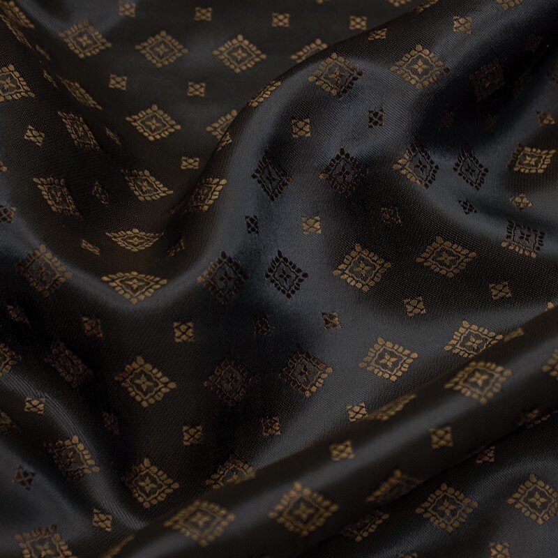 Futterstoff Jacquard Ornamente 1 cm, dunkelbraun; 234-F8262 Fb.3