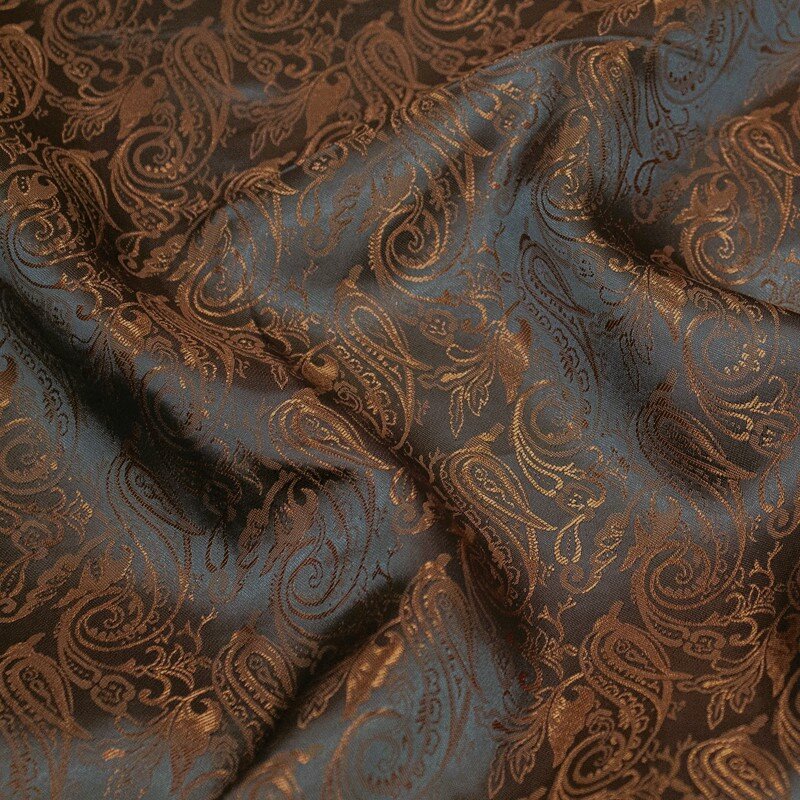 Futterstoff Jacquard Paisley, dunkelbraun-gold, Design 234-F9606 Fb.14