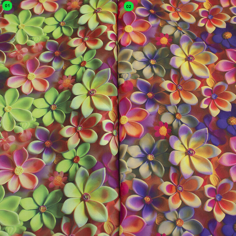 Sweatstoffe angeraut, 3D-Digital Druck Blumen