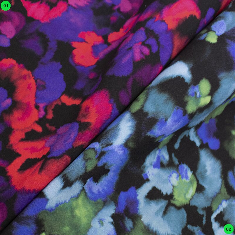 Luxe Tencel™ Javanaise Stoff „Blumen“ Digitaldruck – 2 Farben