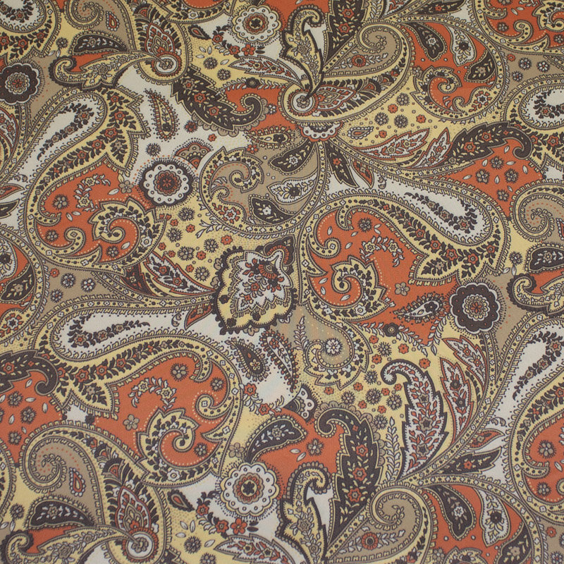 Futterstoff Viskose Acetat, Druck Paisley, beige, Design 3
