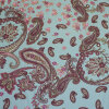 Futterstoff Viskose Acetat, Druck Paisley, türkis,...