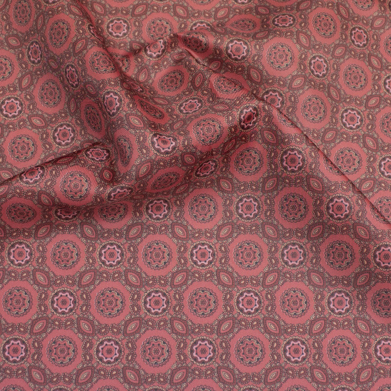 Futterstoff Viskose Acetat, Druck Ornamente, rot, Design 6