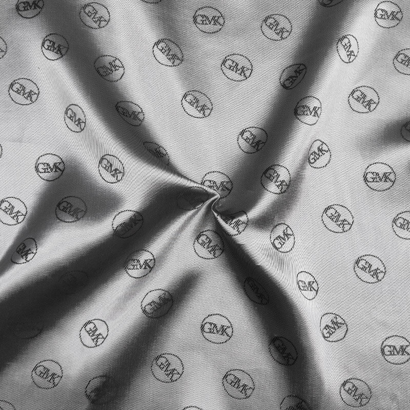 Futterstoff Taft Jacquard, Logo 2, Design 2 grau-silber