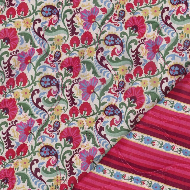 Hochwertiger Wendesteppstoff im romantischen Landhausstil – Zweiseitig verwendbar