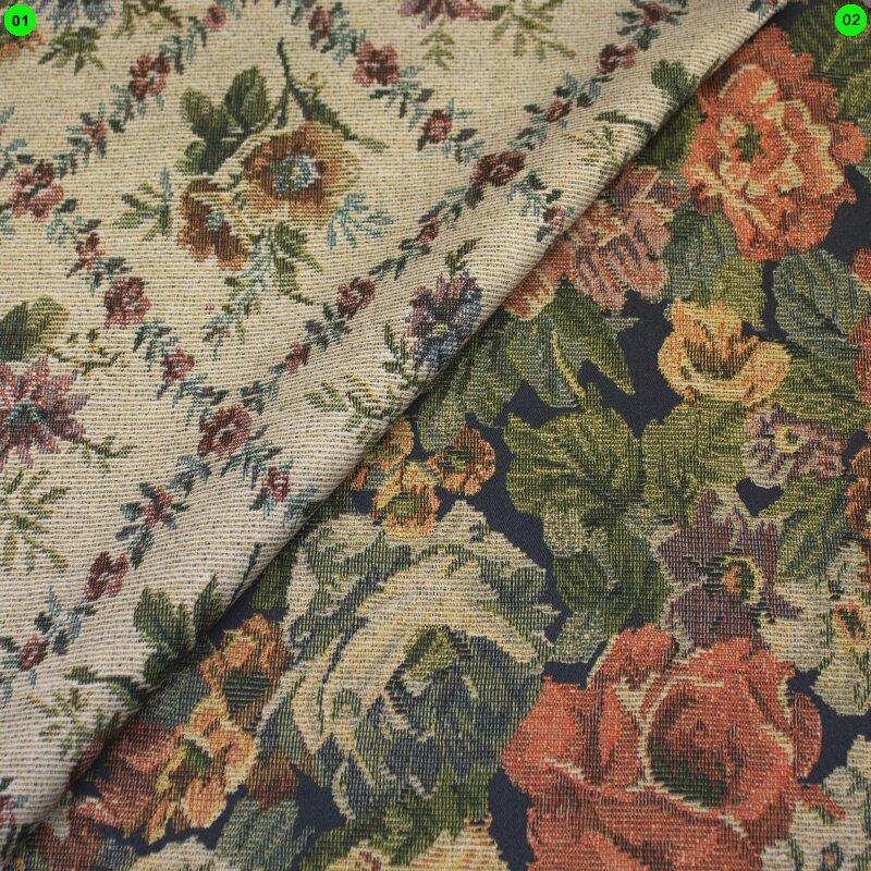 Baumwoll-Satin mit Gobelin-Digitaldruck – Blumendesign